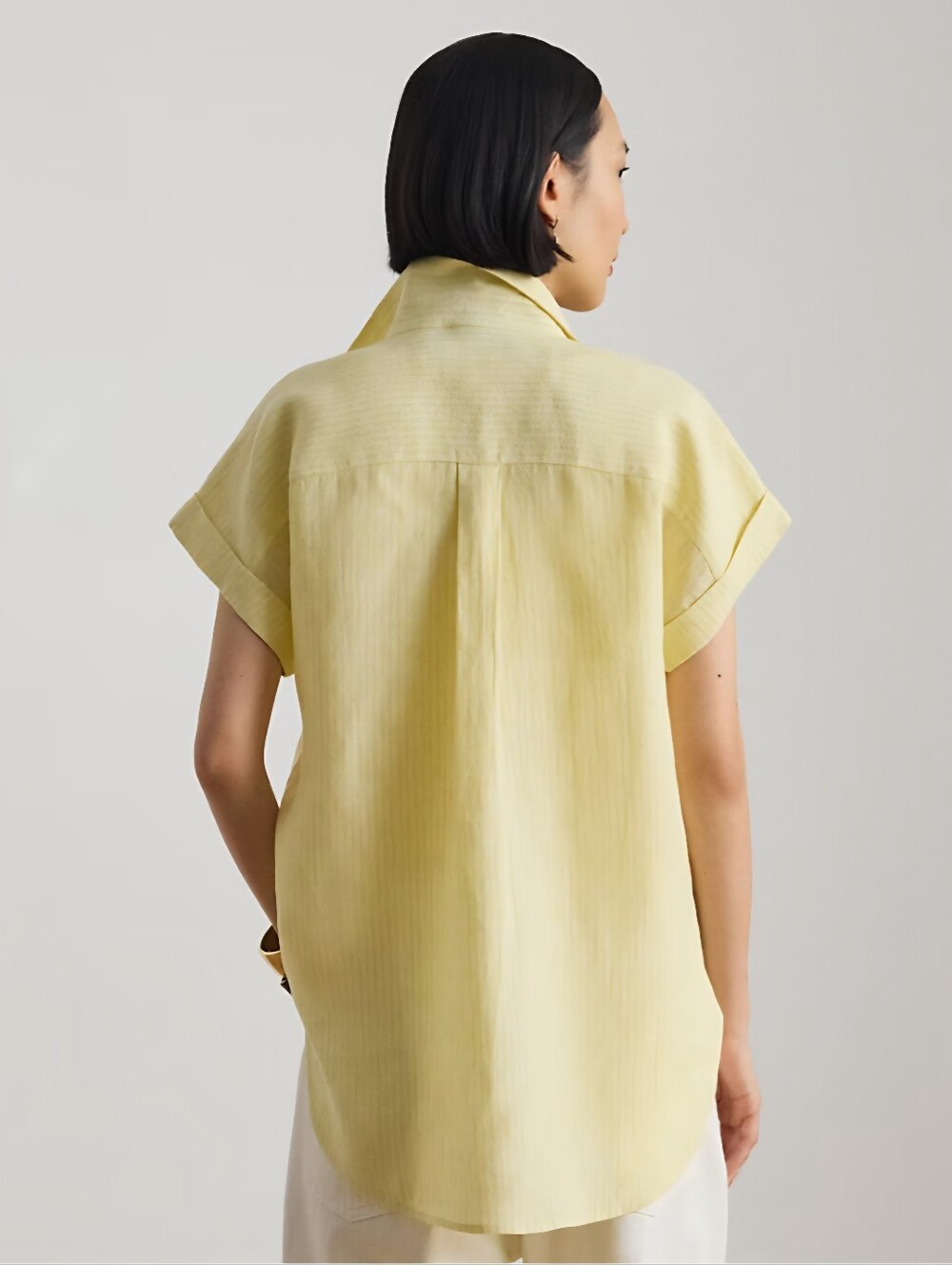 Lauren Ralph Lauren Yellow 100% Linen Short Sleeve Button Down Shirt Womens XL - Picture 2 of 11
